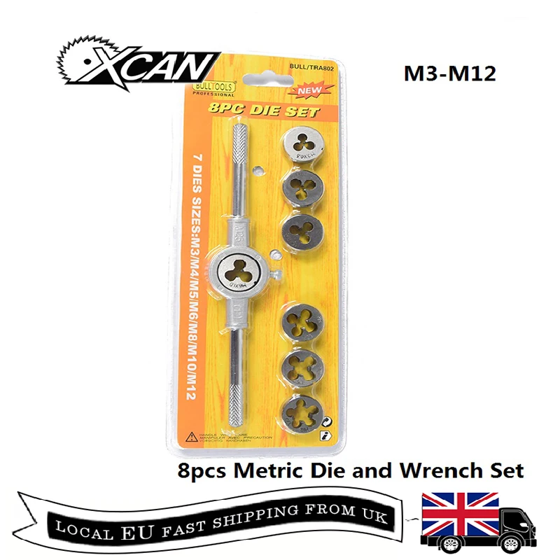 XCAN 8pcs M3-M12 Metric Wrench and Die Set Hand Tap and Die Set Thread Tap Tool Screw Plug Tap and Die Set
XCAN 8pcs M3-M12 Metric Wrench and Die Set Hand Tap and Die Set Thread Tap Tool Screw Plug Tap and Die Set