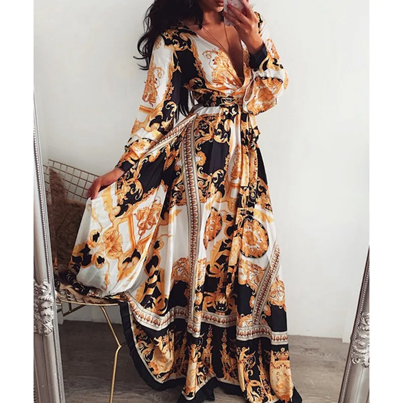 MONERFFI Fashion Long Sleeve Plunge Vintage Print Maxi Dress Deep V Neck Party Long Dress Maxi Beach Longue Robe Femme Vestidos
MONERFFI Fashion Long Sleeve Plunge Vintage Print Maxi Dress Deep V Neck Party Long Dress Maxi Beach Longue Robe Femme Vestidos