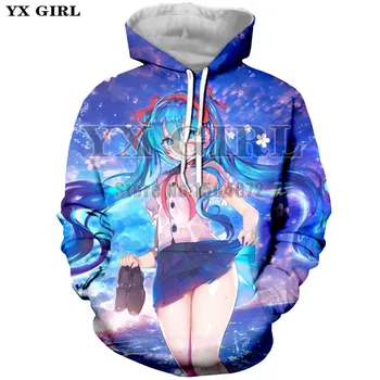 

YX Girl Anime Pretty Girl Clothes Womens Hatsune Miku Hoodies Casual Sweatshirt Miku Hatsune Hoodie for Men Long Sleeve Pullover