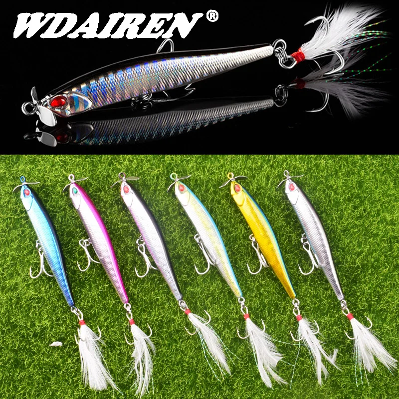 1Pcs Sinking Fishing Lure 10cm 12.5g Propeller Pencil Artificial Bait Hard Plopper Soft Feather Treble Hook Pesca Fishing Tackle
1Pcs Sinking Fishing Lure 10cm 12.5g Propeller Pencil Artificial Bait Hard Plopper Soft Feather Treble Hook Pesca Fishing Tackle