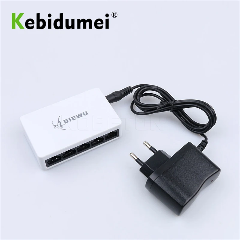 

kebidumei High quality 10/100Mbps LAN RJ45 Switcher Hub Network Switch Fast Ethernet with US EU Power adapter FOR Desktop PC