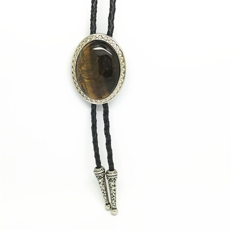 Fashion Western cowboy Bolo Tie metal buckle with Tiger Eyes decorative balck Leather chain Necktie Men's Necklace Jewelry
Fashion Western cowboy Bolo Tie metal buckle with Tiger Eyes decorative balck Leather chain Necktie Men's Necklace Jewelry