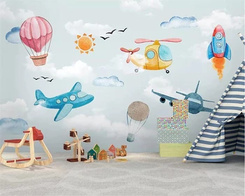 beibehang Wallpaper custom Nordic minimalist hand-painted cartoon hot air balloon aircraft children room photo bedroom wall
beibehang Wallpaper custom Nordic minimalist hand-painted cartoon hot air balloon aircraft children room photo bedroom wall