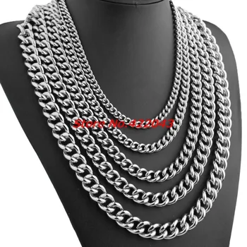New 7/9/11/13/15mm Fashion 316L Stainless Steel Silver color Curb Cuban Chain Necklace Bracelet Unisex Mens Women Jewelry 7"-40"
New 7/9/11/13/15mm Fashion 316L Stainless Steel Silver color Curb Cuban Chain Necklace Bracelet Unisex Mens Women Jewelry 7"-40"