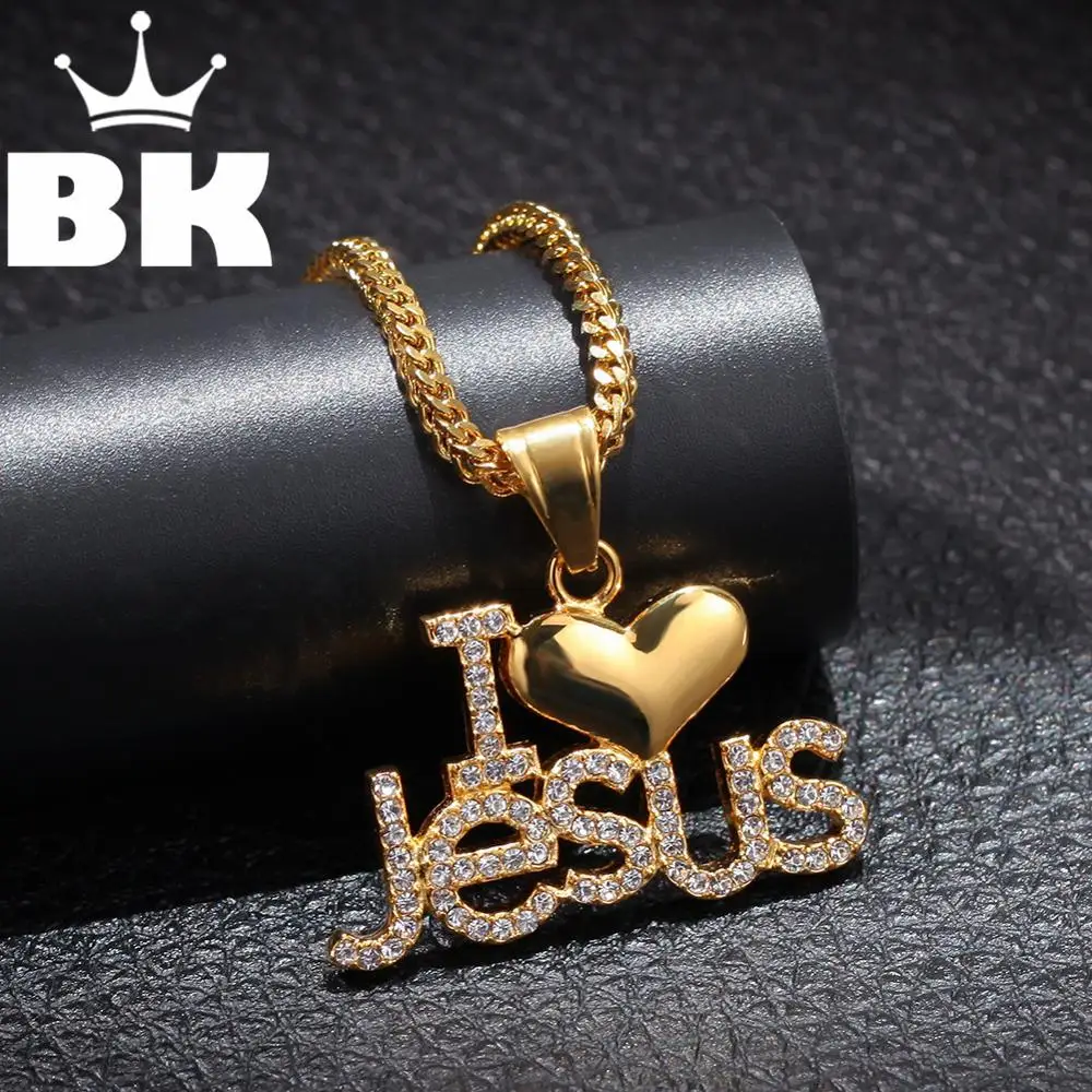THE BLING KING Custom I Love Jesus Necklace Hip Hop Full Iced Out Cubic Rhinestone gold sliver Stone
THE BLING KING Custom I Love Jesus Necklace Hip Hop Full Iced Out Cubic Rhinestone gold sliver Stone