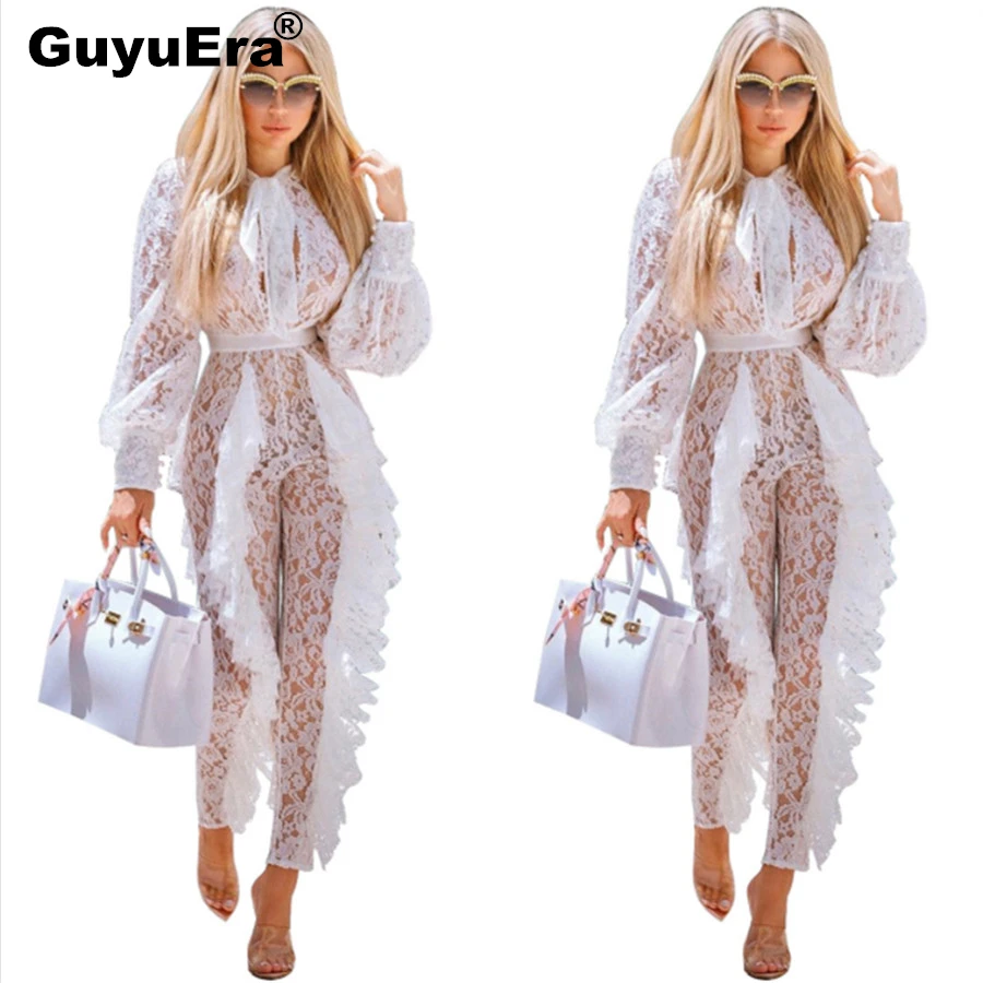 GuyuEra New Fashion European and American Ladies Lace Lace With Pleated Lace Pants Pants Long Sleeve Jumpsuit
GuyuEra New Fashion European and American Ladies Lace Lace With Pleated Lace Pants Pants Long Sleeve Jumpsuit