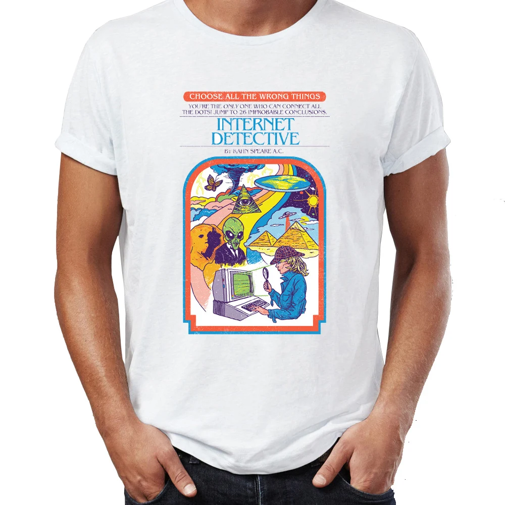 Men's T Shirt Internet Detective Illuminati Flat Earth Aliens Sarcasm Funny 80s Retro Artsy Tee
Men's T Shirt Internet Detective Illuminati Flat Earth Aliens Sarcasm Funny 80s Retro Artsy Tee