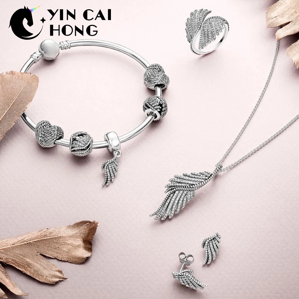 YCH 100% 925 Sterling Silver 1:1 MAJESTIC ANGELIC FEATHERS Beaded Pendant Bangle Ring Stud Earrings Necklace Gift Set
YCH 100% 925 Sterling Silver 1:1 MAJESTIC ANGELIC FEATHERS Beaded Pendant Bangle Ring Stud Earrings Necklace Gift Set
