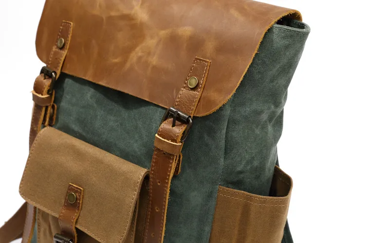 Men Backpack Waterproof Computer Laptop Bag Vintage Canvas Large Capacity Travel Backpacks Leather Military Male Backpack School Men Backpack Waterproof Computer Laptop Bag Vintage Canvas Large Capacity Travel Backpacks Leather Military Male Backpack School