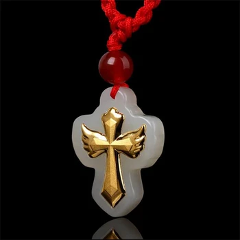 TJP 2018 New Fine 24K Yellow Gold free shipping Natural Hetian Jade Women Cross Only Pendant
TJP 2018 New Fine 24K Yellow Gold free shipping Natural Hetian Jade Women Cross Only Pendant