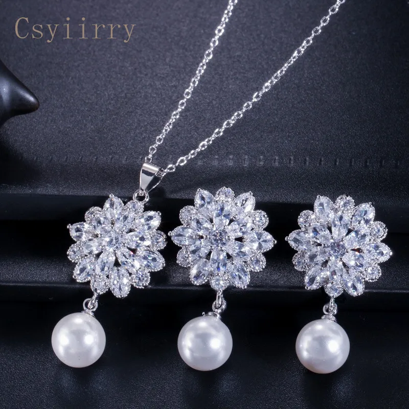 Csyiirry AAA Quality Cubic Zirconia Hypoallergenic Fashion Pearl Necklace Earrings Set Bride Ebgagement Dinner Women
Csyiirry AAA Quality Cubic Zirconia Hypoallergenic Fashion Pearl Necklace Earrings Set Bride Ebgagement Dinner Women
