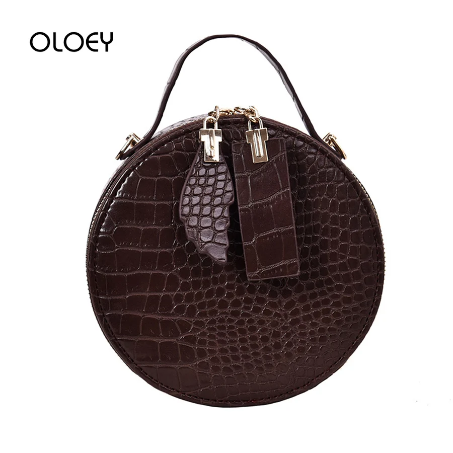 Brand Crocodile Pattern Women's Round Handbags Purse PU Leather Small Circular Bag Designer Vintage Small Shoulder Messenger Bag 
Brand Crocodile Pattern Women's Round Handbags Purse PU Leather Small Circular Bag Designer Vintage Small Shoulder Messenger Bag