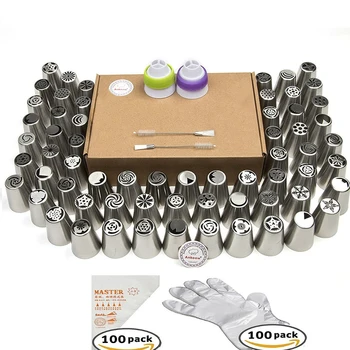 63pcs/Set Stainless steel Pastry Icing Nozzles with Pastry Bag DIY Handmade Cake Confectionery Baking Cake Decorating Tools
63pcs/Set Stainless steel Pastry Icing Nozzles with Pastry Bag DIY Handmade Cake Confectionery Baking Cake Decorating Tools