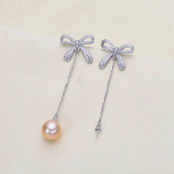 S925 Sterling Silver Material Big Bowknot Design Drop Chain Earrings Settings Women DIY Pearl Earrings Components 3Pairs/Lot
S925 Sterling Silver Material Big Bowknot Design Drop Chain Earrings Settings Women DIY Pearl Earrings Components 3Pairs/Lot