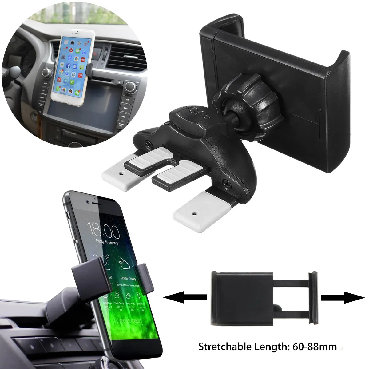 LEORY Universal 360 Degree Rotate Car CD Slot Phone Clip Bracket Air Vent Cell Phone Holder Mount Cradle Stand Mobile Phone GPS
LEORY Universal 360 Degree Rotate Car CD Slot Phone Clip Bracket Air Vent Cell Phone Holder Mount Cradle Stand Mobile Phone GPS