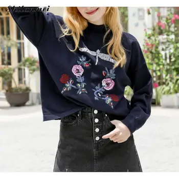 2019 Women knittwear And Pullovers Autumn Winter Embroidered Floral Pull Femme Long Sleeve Preppy Style Pullover Tops Femme
2019 Women knittwear And Pullovers Autumn Winter Embroidered Floral Pull Femme Long Sleeve Preppy Style Pullover Tops Femme