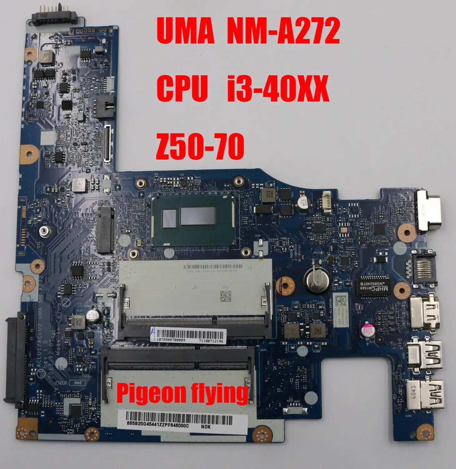 Новинка UMA NM A272 для lenovo Z50 70 материнская плата ноутбука интегрированная CPU I3 FRU