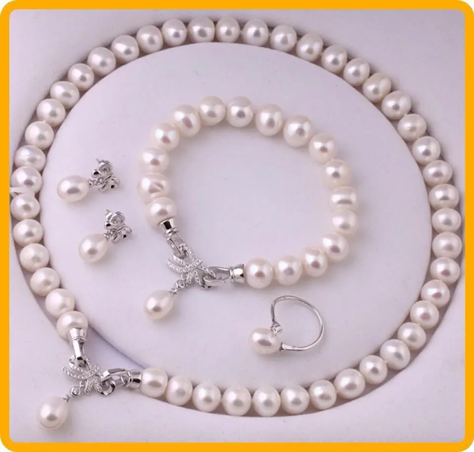 MeiBaPJ Real Culture Pearl 925 Sterling Silver Jewelry Set Bracelet Necklace Earrings Ring For Women Wedding Accessaries TZ-005Y
MeiBaPJ Real Culture Pearl 925 Sterling Silver Jewelry Set Bracelet Necklace Earrings Ring For Women Wedding Accessaries TZ-005Y