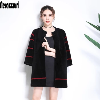 Nerazzurri Real fur coat natural fur women 2020 winter striped sleeves female sheared lamb fur jacket plus size sheepskin coat
Nerazzurri Real fur coat natural fur women 2020 winter striped sleeves female sheared lamb fur jacket plus size sheepskin coat