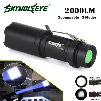 

DC 27 Shining Hot Selling Fast Shipping Super Bright Zoomable 2000LM CREE Q5 AA/14500 3 Modes LED Flashlight Torch