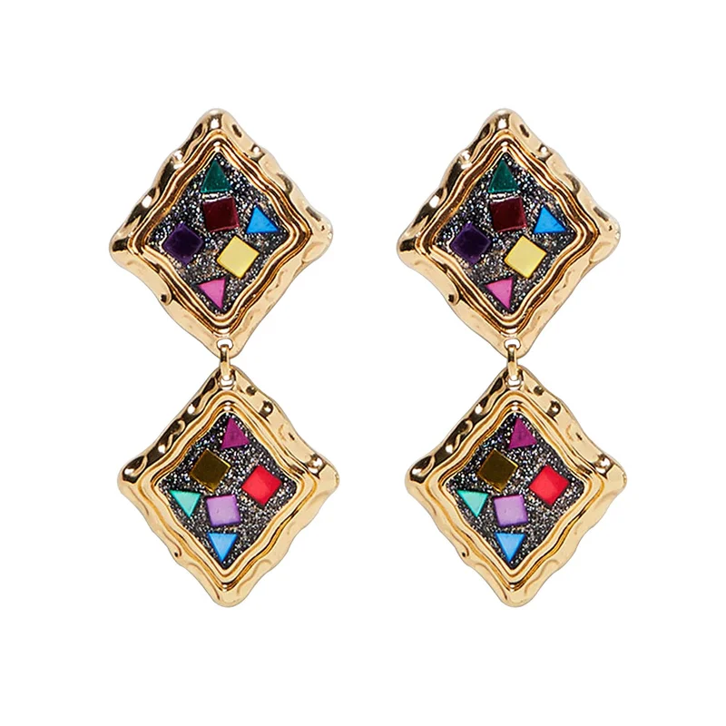 Women Jewelry Vintage ZA Multicolored Square Drop Earrings For Lady Metal Dangle Shiny Christmas Gift Trendy Bohemian Hot
Women Jewelry Vintage ZA Multicolored Square Drop Earrings For Lady Metal Dangle Shiny Christmas Gift Trendy Bohemian Hot