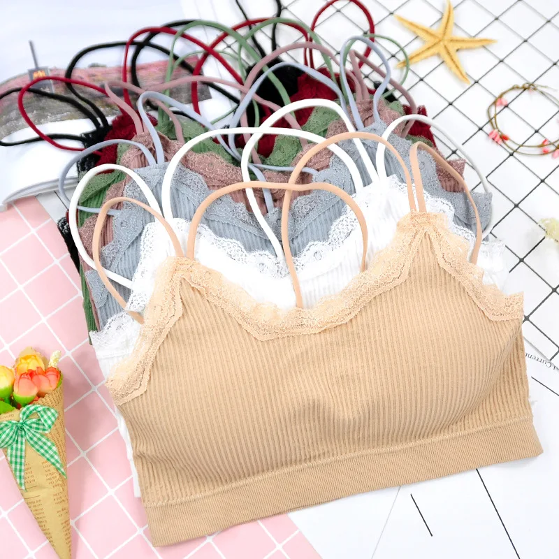 Solid Seamless Sexy Lace laciness Bra Screw Intersect Sling Tube Top Tank Vest Bra Brassiere Woman Underclothes
Solid Seamless Sexy Lace laciness Bra Screw Intersect Sling Tube Top Tank Vest Bra Brassiere Woman Underclothes