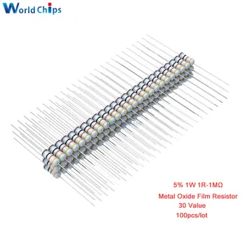 100PCS 1R 4.7R 10R 100R 220R 1K 2.2K 4.7K 6.8K 10K 22K 47K 100K 470K 1MΩ Ohm Resistance 5% 1W 1R-1MΩ Metal Oxide Film Resistor
100PCS 1R 4.7R 10R 100R 220R 1K 2.2K 4.7K 6.8K 10K 22K 47K 100K 470K 1MΩ Ohm Resistance 5% 1W 1R-1MΩ Metal Oxide Film Resistor