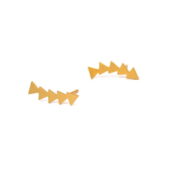 12pair Gold Triangles Earring Climber Triangle Crawler Jewelry | Украшения и аксессуары