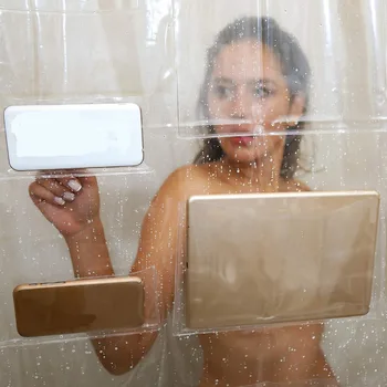 72x72CM EVA Bathroom Mount Clear Shower Curtains Phone Holder Storage Liner Tablet Phone Holder Waterproof Curtains wd02
72x72CM EVA Bathroom Mount Clear Shower Curtains Phone Holder Storage Liner Tablet Phone Holder Waterproof Curtains wd02