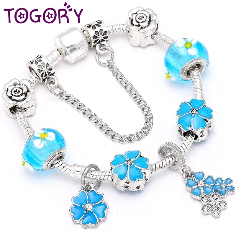 TOGORY Blue Cherry Blossoms Crystal Murano Beads Charm Bracelets for Women fit Fine Bracelets & Bangles DIY Handmade Jewelry
TOGORY Blue Cherry Blossoms Crystal Murano Beads Charm Bracelets for Women fit Fine Bracelets & Bangles DIY Handmade Jewelry