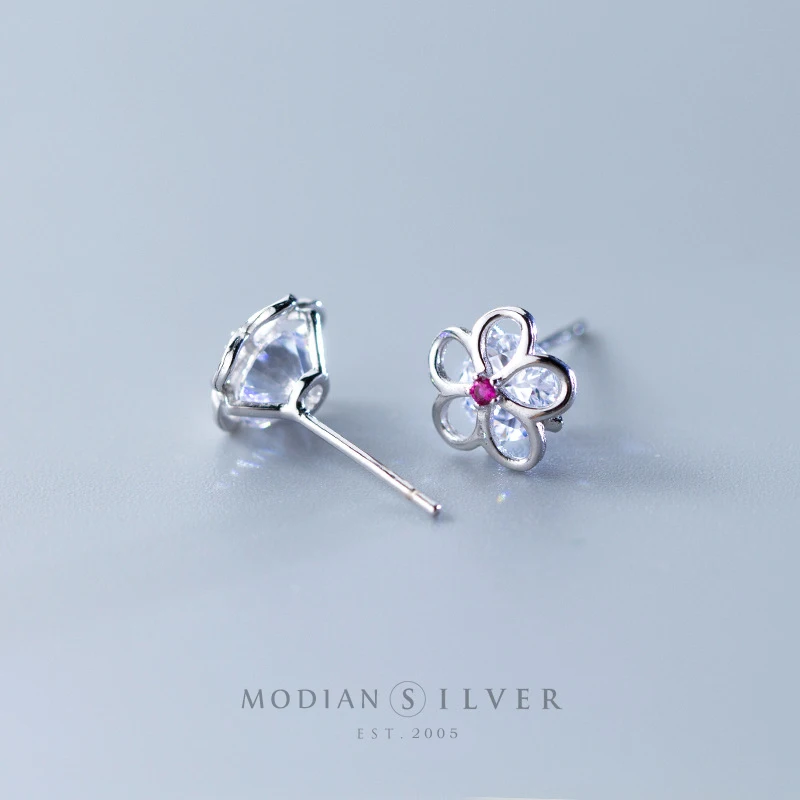 Modian Summer Beach 100% 925 Sterling Silver Pink Crystal Zircon Stud Earrings For Women Clear CZ Hollow Flower Silver Jewelry
Modian Summer Beach 100% 925 Sterling Silver Pink Crystal Zircon Stud Earrings For Women Clear CZ Hollow Flower Silver Jewelry