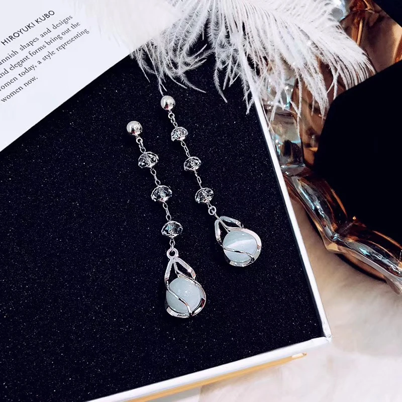 Korean Long Crystal Opal Earrings Silver Earrings For Women simple Tassel Earring Female Wedding Jewelry
Korean Long Crystal Opal Earrings Silver Earrings For Women simple Tassel Earring Female Wedding Jewelry