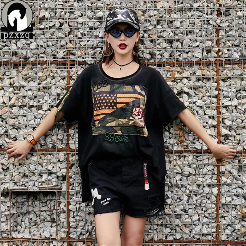 2019 Summer Women American flag camouflage print oversized loose T-shirt+dress Knitted thin street round neck short sleeve dress
2019 Summer Women American flag camouflage print oversized loose T-shirt+dress Knitted thin street round neck short sleeve dress