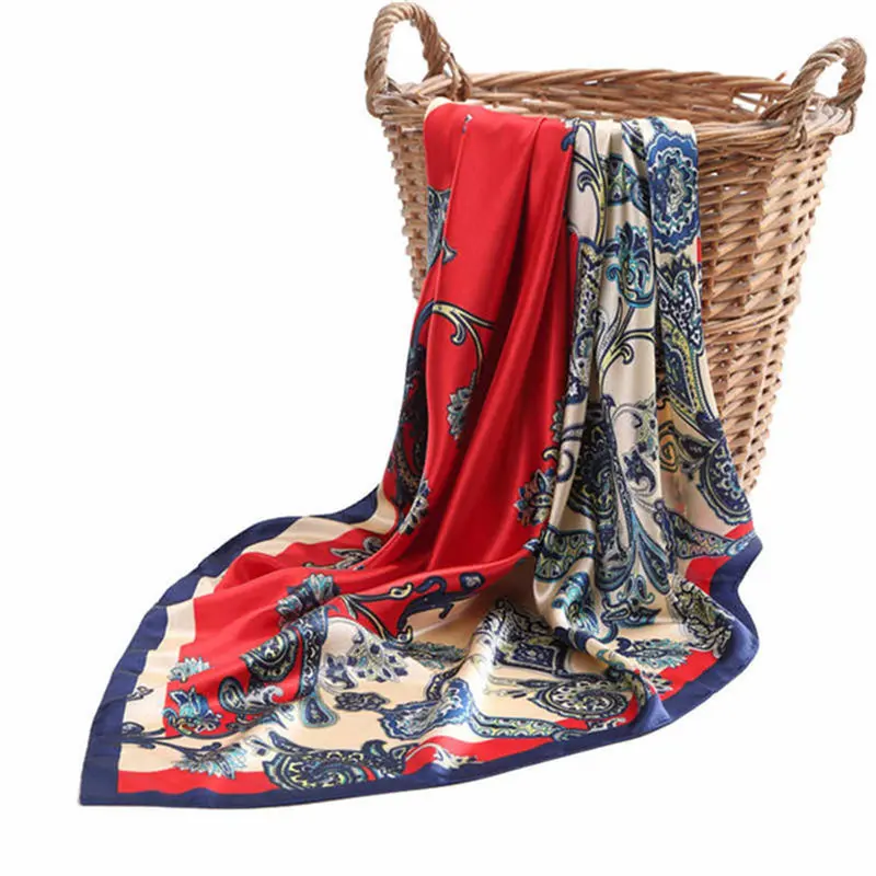 Head Scarf Women Floral Print Stain Square Silk Scarves 2018 Summer Autumn Fashion Foulard Ladies Shawls Warps Scarves 90*90cm
Head Scarf Women Floral Print Stain Square Silk Scarves 2018 Summer Autumn Fashion Foulard Ladies Shawls Warps Scarves 90*90cm