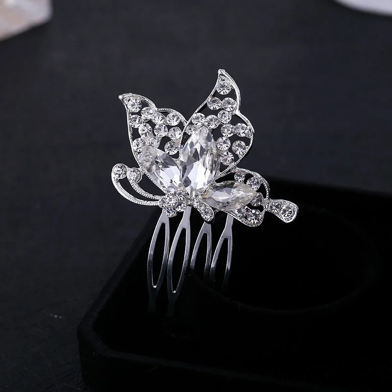 Fantastic Austrian Crystal Butterfly Tiara Silver Plated Wedding Hair Accessories Bridal Women Hair Comb Tiaras (5)