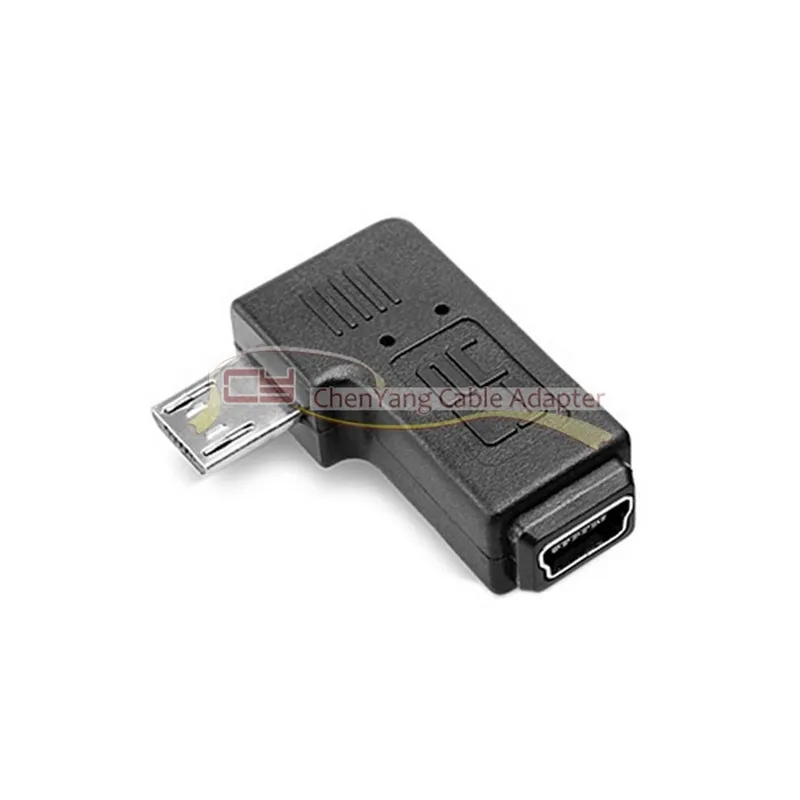 

cy 9mm Long Connector 90 Degree Left Angled Micro USB 2.0 5Pin Male to Mini USB Female Extension Adapter