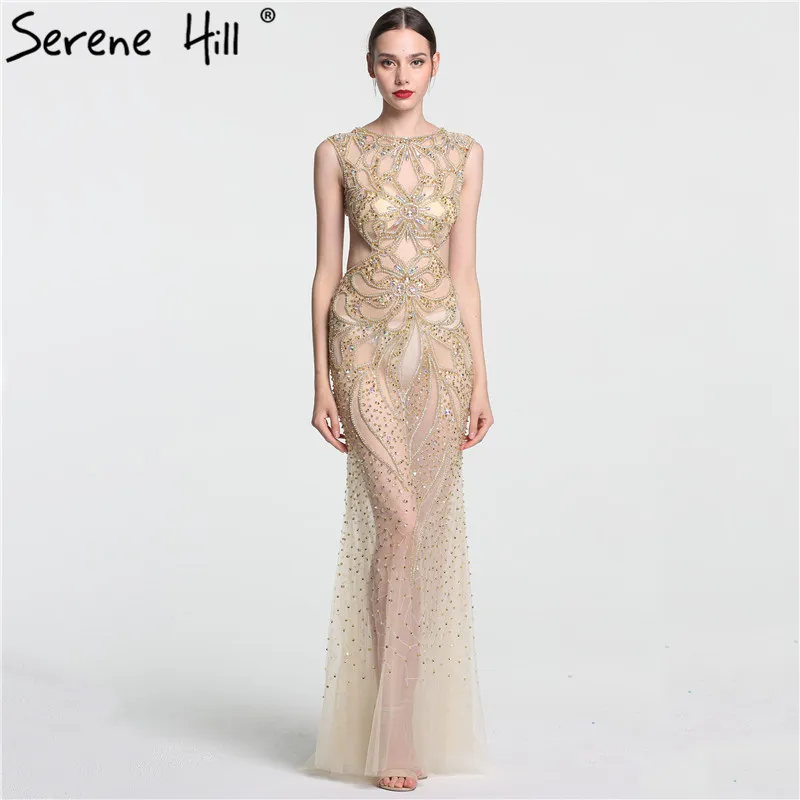 Champagne Transparent Sexy Mermaid Evening Dress Sleeveless Sequined Tulle Evening Gowns 2019 Serene Hill LA6156
Champagne Transparent Sexy Mermaid Evening Dress Sleeveless Sequined Tulle Evening Gowns 2019 Serene Hill LA6156