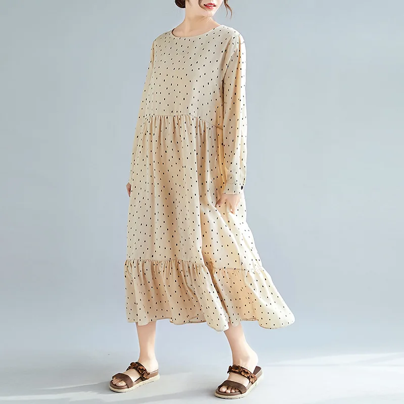 Johnature 2019 New Style Casual Cotton Long Sleeve Dot Fashion Ladies Dress Spring Summer Korean o-neck Women Chiffon Dress
Johnature 2019 New Style Casual Cotton Long Sleeve Dot Fashion Ladies Dress Spring Summer Korean o-neck Women Chiffon Dress