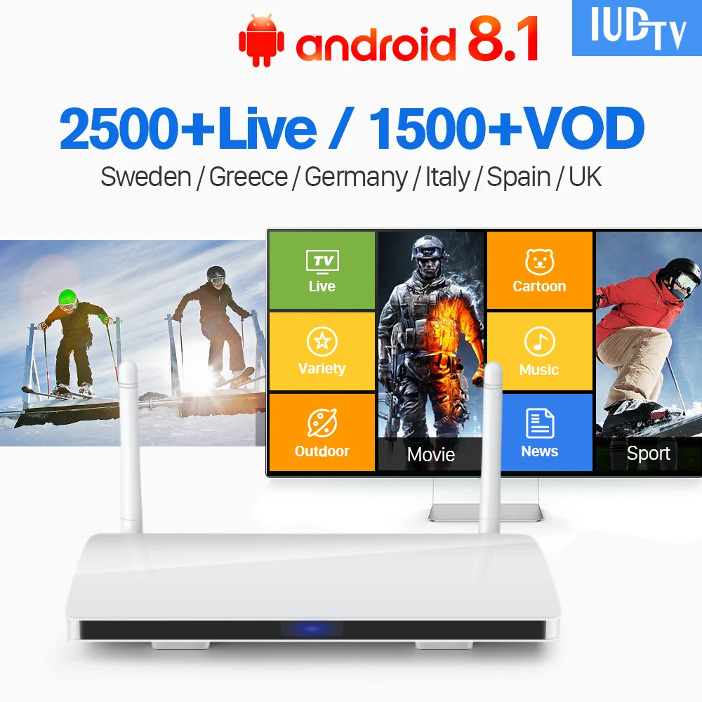 IPTV Sweden R6 Android 8.1 Smart TV 1 Year IUDTV Code 2G 16G IPTV Subscription Sweden Italy Spain UK Germany Greek IPTV Box
IPTV Sweden R6 Android 8.1 Smart TV 1 Year IUDTV Code 2G 16G IPTV Subscription Sweden Italy Spain UK Germany Greek IPTV Box