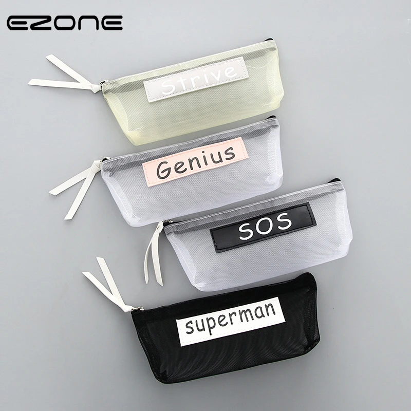 EZONE 1PC Transparent Gauze Pencil Bag Superman/SOS/Genius/Strive Pattern Zipper Pencil Bag For Children School Office Supply
EZONE 1PC Transparent Gauze Pencil Bag Superman/SOS/Genius/Strive Pattern Zipper Pencil Bag For Children School Office Supply