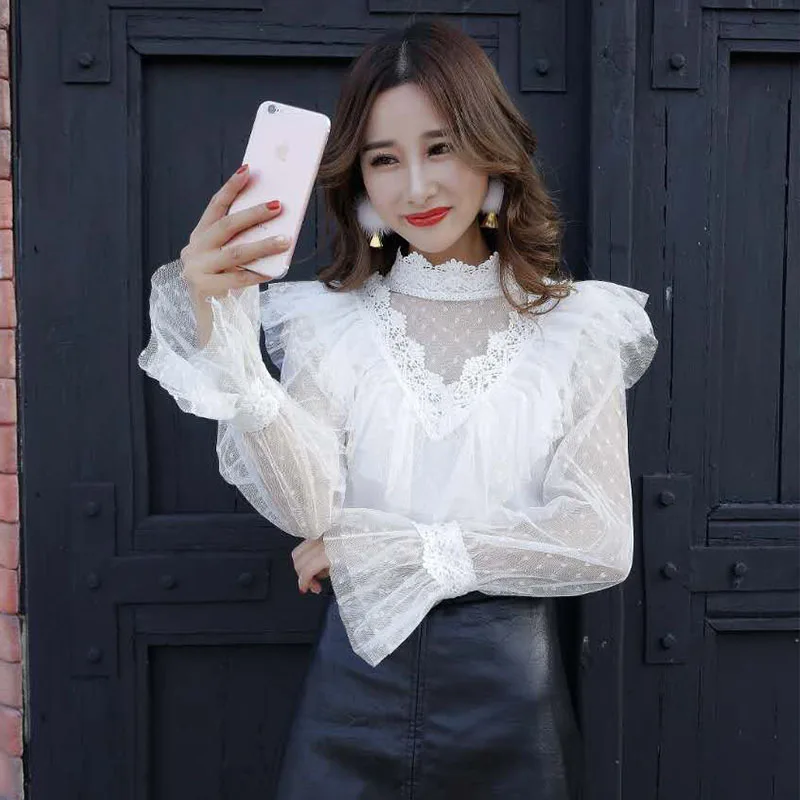 Missoov brand autumn spring Women Blouses ladies Tops lace ruffles dot stand Shirts blusa pink black white vetement femme new
Missoov brand autumn spring Women Blouses ladies Tops lace ruffles dot stand Shirts blusa pink black white vetement femme new