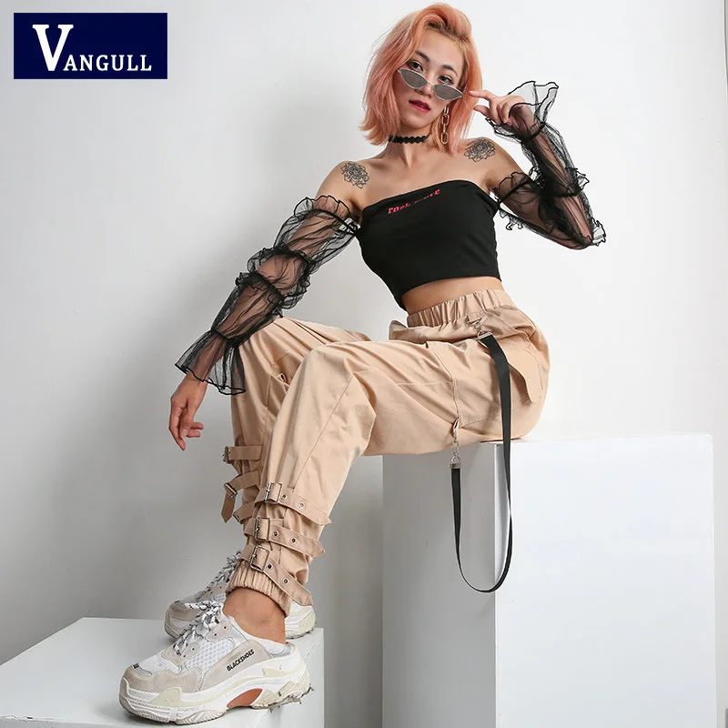 Vangull Streetwear Khaki Casual Cargo Pants Capris Women Elastic High Waist Joggers Buttons Fashion Hip Hop Long Trousers New
Vangull Streetwear Khaki Casual Cargo Pants Capris Women Elastic High Waist Joggers Buttons Fashion Hip Hop Long Trousers New