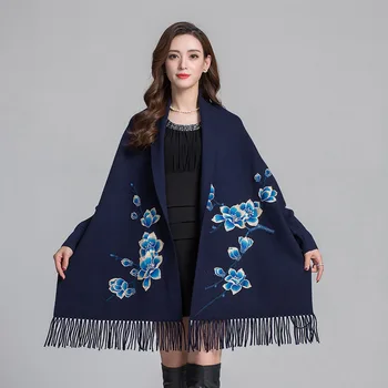 Classic Women Embroidery Flower Scarf Fashion Lady Artificial Cashmere Warm Shawls With Long Sleeve Thick Cape Chal Echarpes
Classic Women Embroidery Flower Scarf Fashion Lady Artificial Cashmere Warm Shawls With Long Sleeve Thick Cape Chal Echarpes