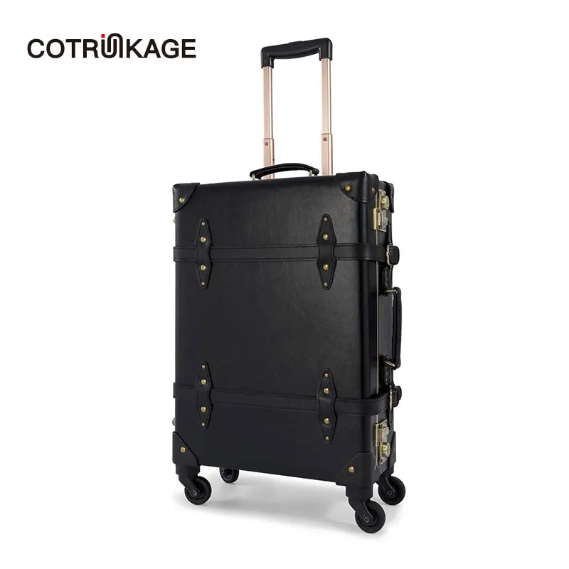 COTRUNKAGE Mens Heavy Duty Black Pu Leather Carry On Suitcase Travel Hardside Spinner Luggage Trunk Aluminum Frame with TSA Lock
COTRUNKAGE Mens Heavy Duty Black Pu Leather Carry On Suitcase Travel Hardside Spinner Luggage Trunk Aluminum Frame with TSA Lock