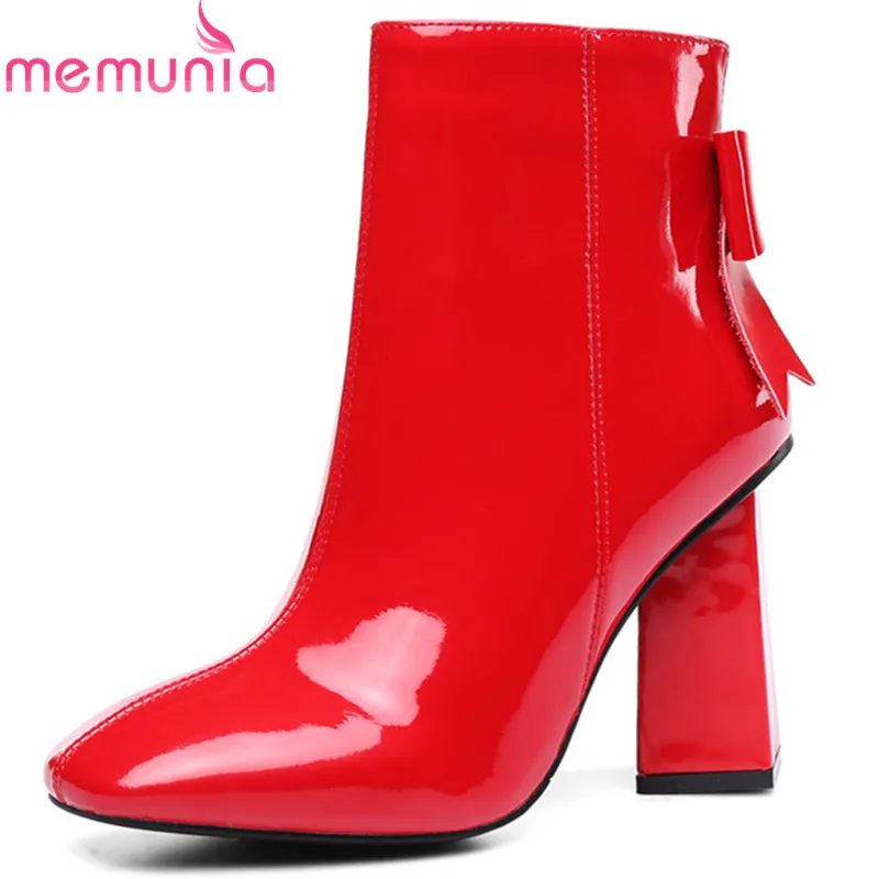 MEMUNIA 2020 top quality patent leather autumn winter boots square toe high heels boots zipper solid colors ankle boots women
MEMUNIA 2020 top quality patent leather autumn winter boots square toe high heels boots zipper solid colors ankle boots women