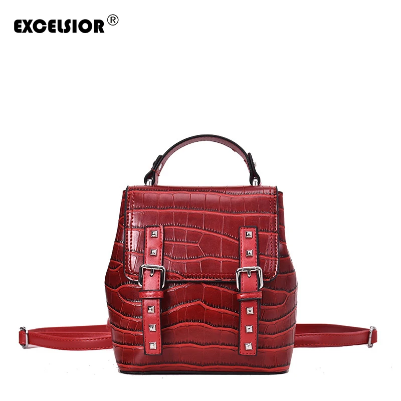 EXCELSIOR Mini Vintage School Backpack Designer PU Leather Women Bags Alligator Cover Female Backpacks Sac a Dos travel bag
EXCELSIOR Mini Vintage School Backpack Designer PU Leather Women Bags Alligator Cover Female Backpacks Sac a Dos travel bag