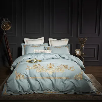 4/6pcs Blue Pink Luxury Golden Royal Embroidery 80S Egyptian cotton Bedding Set Duvet Cover Bed sheet Bed Linen Pillowcases
4/6pcs Blue Pink Luxury Golden Royal Embroidery 80S Egyptian cotton Bedding Set Duvet Cover Bed sheet Bed Linen Pillowcases