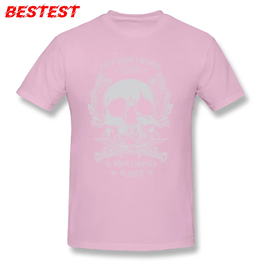 Keep your friends close distressed Cool Tshirts for Men Cotton Labor Day Tops & Tees Tee-Shirts Short Sleeve Popular Crewneck Keep your friends close distressed pink
