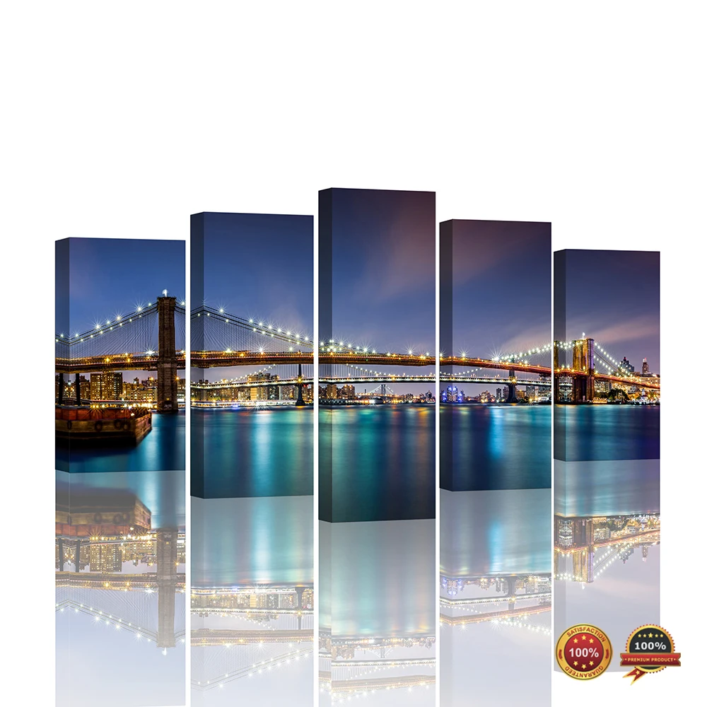 5 Panels Poster Brooklyn Bridge Wall Paper New York Night View LED light Giclee Canvas Prints Landscape Pictures for Home Decor
5 Panels Poster Brooklyn Bridge Wall Paper New York Night View LED light Giclee Canvas Prints Landscape Pictures for Home Decor