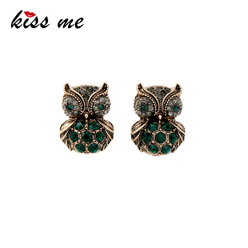 KISS ME Green Crystal Owl Stud Earrings Antique Gold Color Vintage Jewelry Cute Women Accessories Valentines Gift
KISS ME Green Crystal Owl Stud Earrings Antique Gold Color Vintage Jewelry Cute Women Accessories Valentines Gift